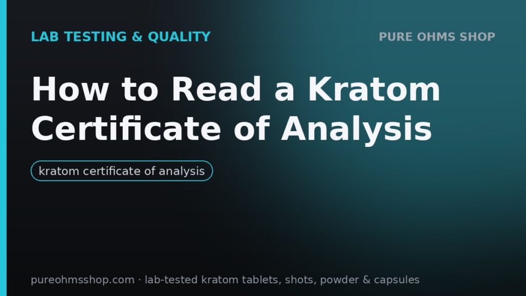 A kratom certificate of analysis document with lab results annotated