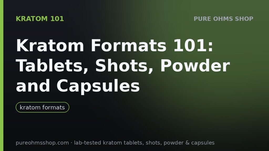 Kratom formats compared: tablets, liquid shots, powder and capsules