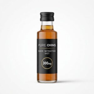Pure Ohms Black 300mg mitragynine liquid kratom shot bottle