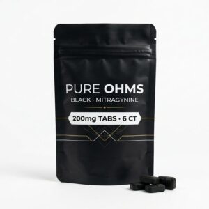 Pure Ohms Black 200mg mitragynine kratom tablets 6 count resealable pouch — lab tested rapid release tablets