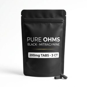 Pure Ohms Black 200mg mitragynine kratom tablets 3 count starter pouch